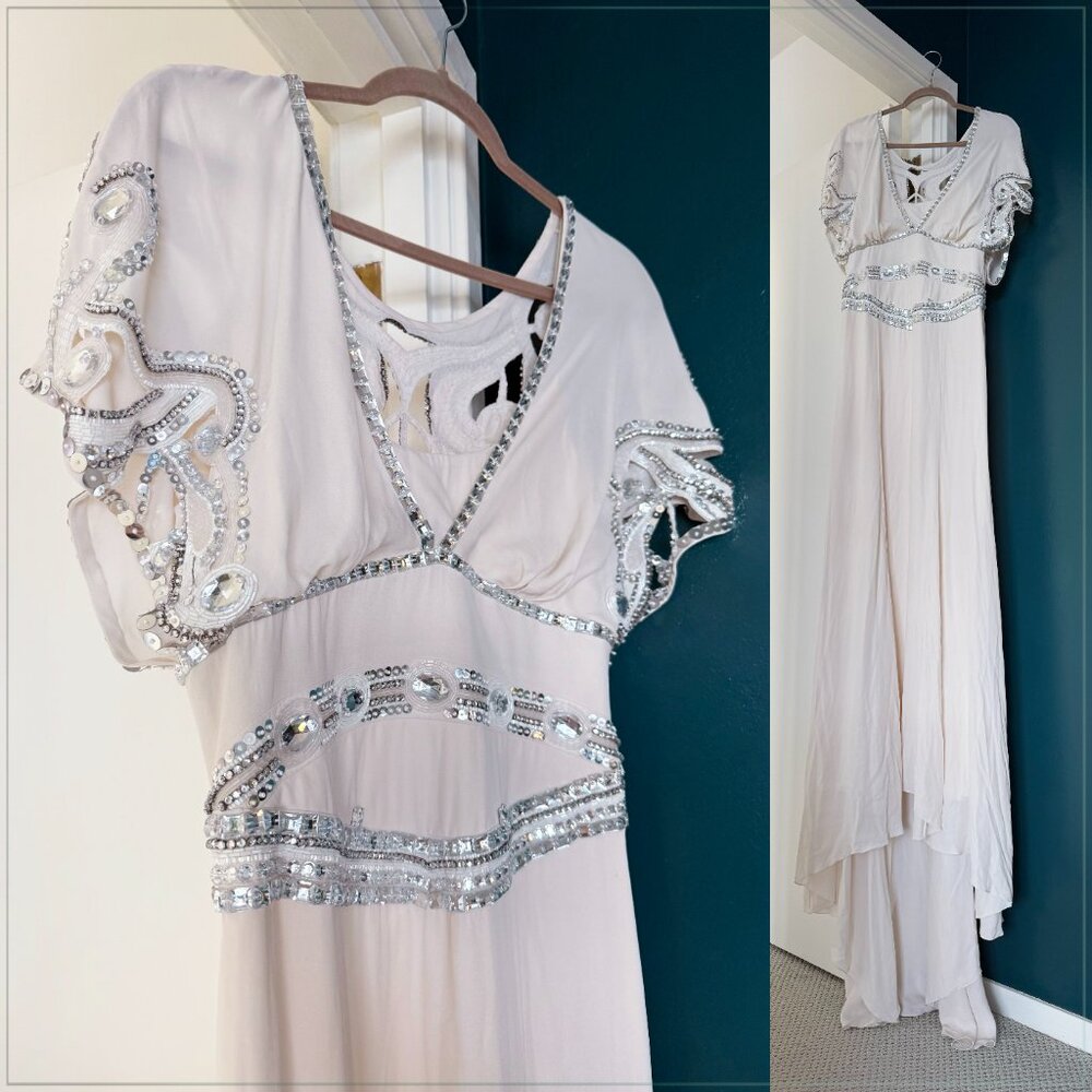 $6900 Temperley London Jean Crystal Embellished Art Deco Runway Bridal Gown - Picture 14 of 16